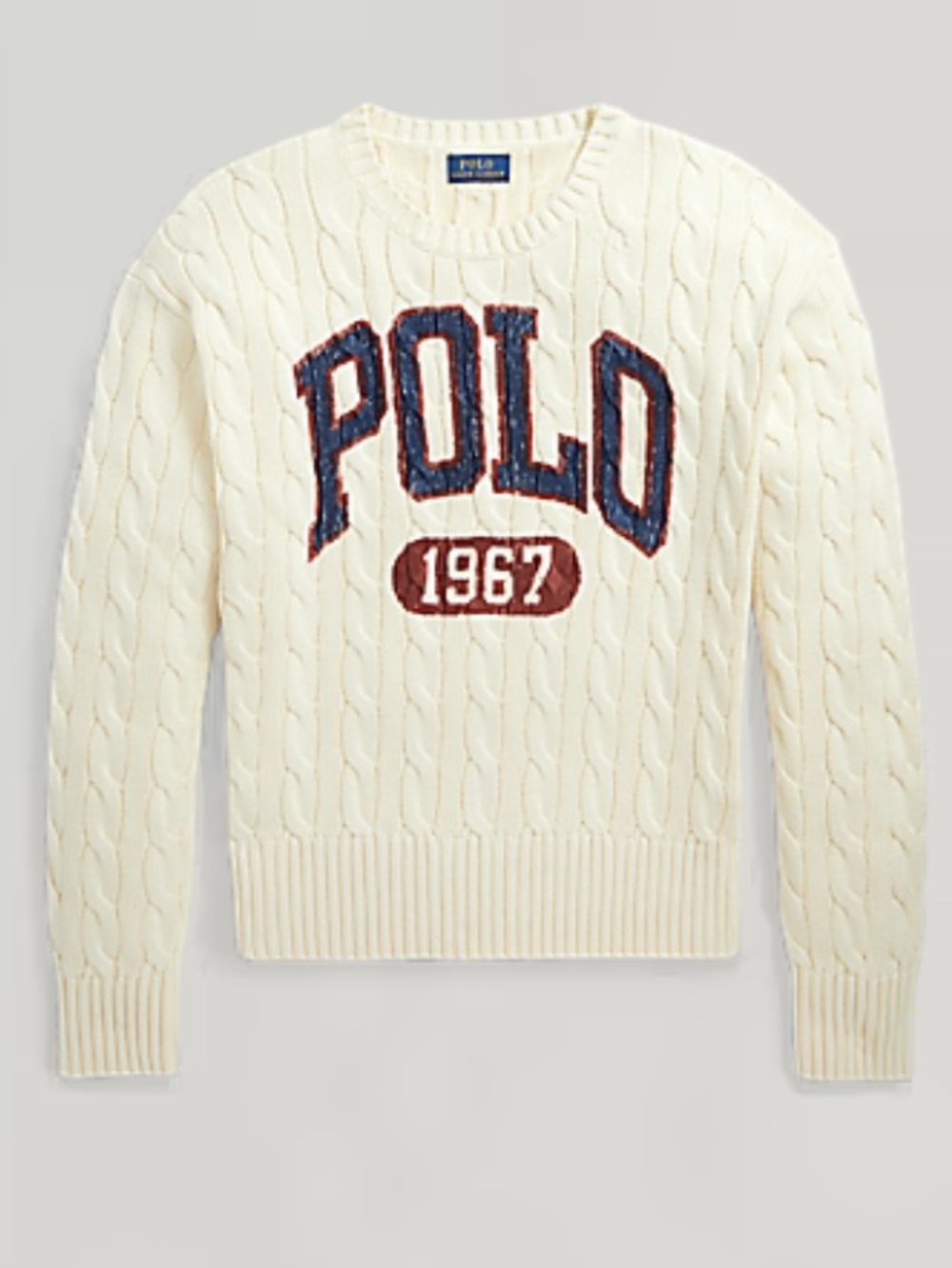 Ralph Lauren Polo 1967 sweater cable knit cotton S heritage preppy ivory - Picture 3 of 9